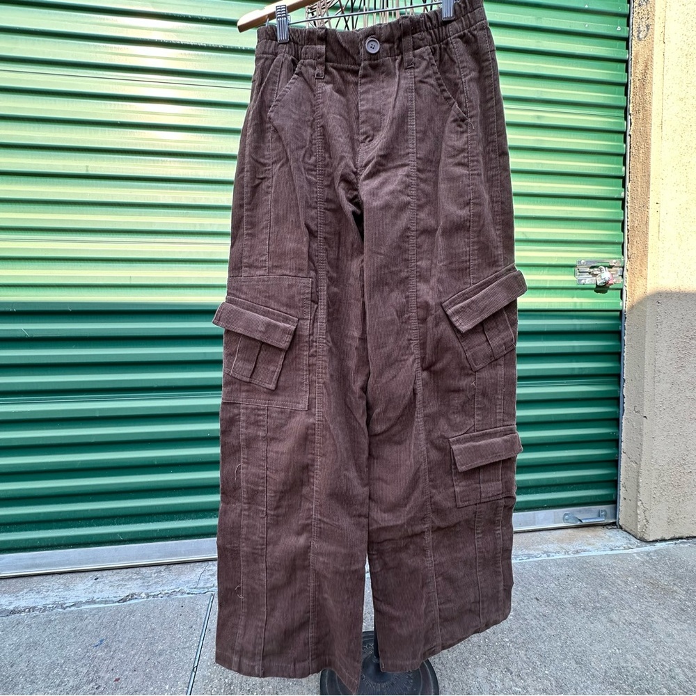 Angel Kiss Cargo Corduroy Pants Brown Streetware Barrel Leg BOHO